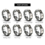font options for inside engraving on gray tabs rings