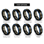 font options for inside engraving on gunmetal & blue tabs rings