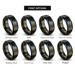 font options for inside engraving on gunmetal & blue tabs rings