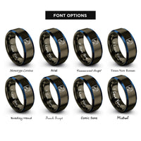 font options for inside engraving on gunmetal & blue tabs rings