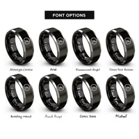 font options for inside engraving on black & silver tachometer rings