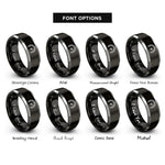 font options for inside engraving on black & silver tachometer rings