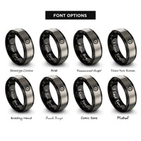 font options for inside engraving on black & silver tachometer rings