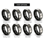 font options for inside engraving on black & silver tachometer rings
