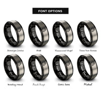 font options for inside engraving on black & silver taco truck rings