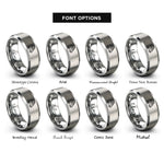 font options for inside engraving on silver taco truck rings