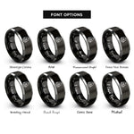 font options for inside engraving on black & grey tactical backpack rings