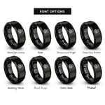 font options for inside engraving on black tactical backpack rings