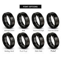 font options for inside engraving on black tactical backpack rings