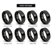 font options for inside engraving on black tactical backpack rings
