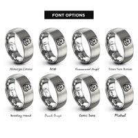 font options for inside engraving on silver tactical backpack rings