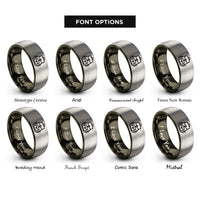 font options for inside engraving on gunmetal & grey tactical backpack rings