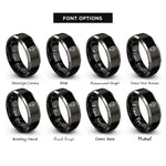 font options for inside engraving on black & silver tactical gloves rings