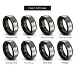 font options for inside engraving on black & gray tactical gloves rings