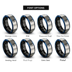 font options for inside engraving on black & blue & silver tactical helmet rings