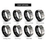 font options for inside engraving on black & silver tactical mask goggles rings