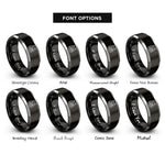 font options for inside engraving on black & gray tactical vest radio rings