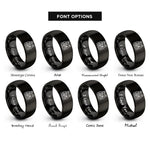 font options for inside engraving on black tactical vest radio rings