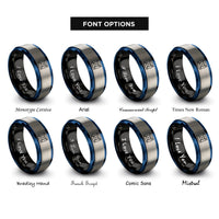 font options for inside engraving on black & blue & grey taegeuk symbol trigrams rings