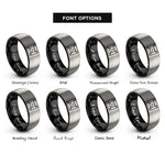 font options for inside engraving on black & grey taegeuk symbol trigrams rings