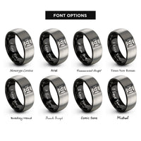 font options for inside engraving on black & grey taegeuk symbol trigrams rings
