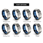 font options for inside engraving on blue & gray taegeuk symbol trigrams rings