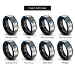 font options for inside engraving on black & blue & gray taekwondo emblem kick rings
