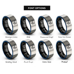 font options for inside engraving on black & blue & gray taekwondo emblem kick rings