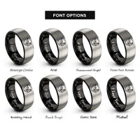 font options for inside engraving on black & silver taekwondo emblem kick rings