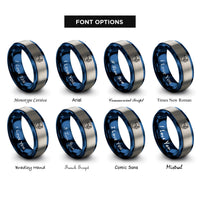 font options for inside engraving on blue & gray taekwondo emblem kick rings