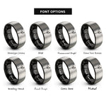 font options for inside engraving on black & silver taekwondo kick rings