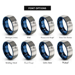 font options for inside engraving on blue & gray taekwondo kick rings