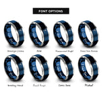font options for inside engraving on blue & grey taekwondo kick rings