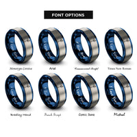font options for inside engraving on blue & silver taekwondo kick rings