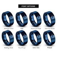 font options for inside engraving on blue tag label rings