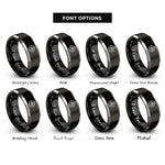 font options for inside engraving on black & silver tag print rings