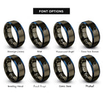 font options for inside engraving on gunmetal & blue tahiti rings