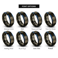 font options for inside engraving on gunmetal & blue tahiti rings