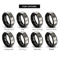 font options for inside engraving on black & gray taiko bachi rings