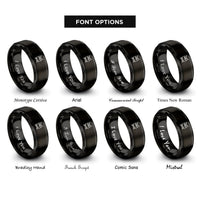 font options for inside engraving on black taiko bachi rings