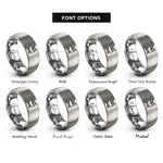 font options for inside engraving on silver taiko bachi rings