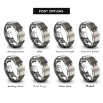 font options for inside engraving on silver taiko bachi rings