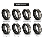 font options for inside engraving on black & gray tail paw rings