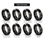 font options for inside engraving on black & silver tail paw rings