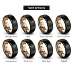 font options for inside engraving on black & rose gold tail paw rings