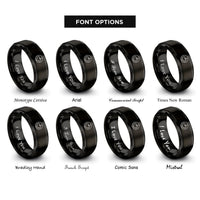 font options for inside engraving on black tail paw rings