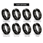 font options for inside engraving on black & grey tail up cat rings