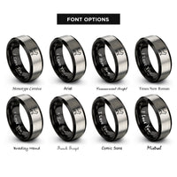 font options for inside engraving on black & gray tail up cat rings