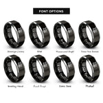 font options for inside engraving on black & silver tailfins rings