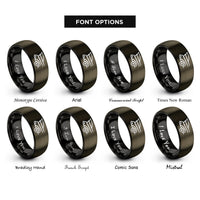 font options for inside engraving on gunmetal & black tailfins rings
